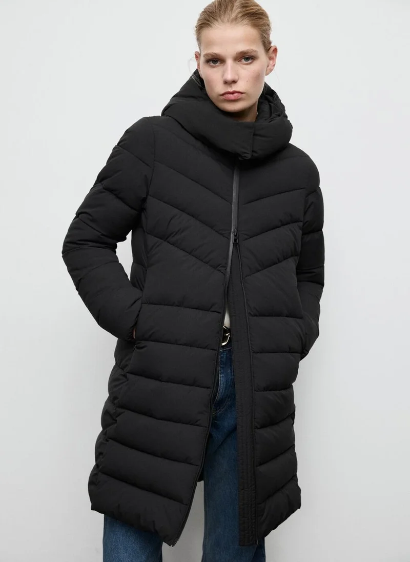 مانجو Midi quilted anorak with hood